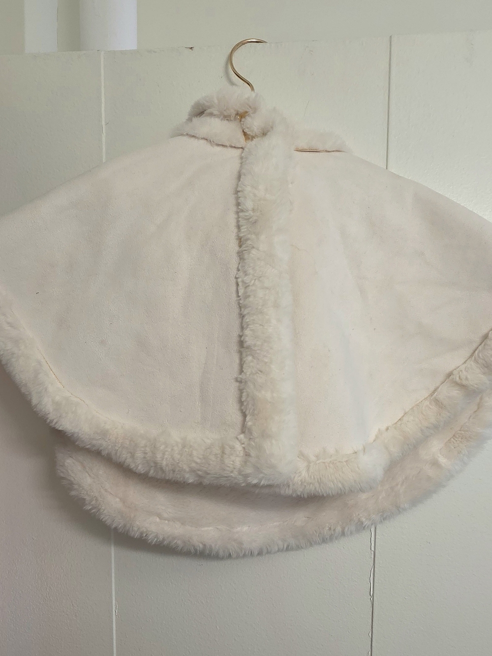 Baby Cream Faux Fur Trim Cape Coat